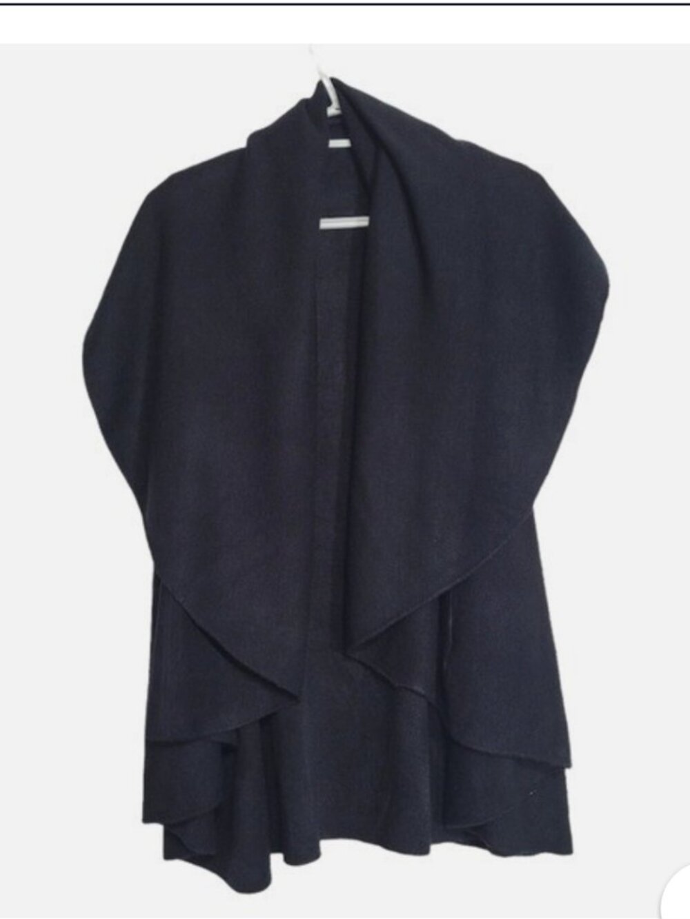 Anthropologie MOTH Black Waterfall Drape Front Knit Sweater Vest Cardigan OS
